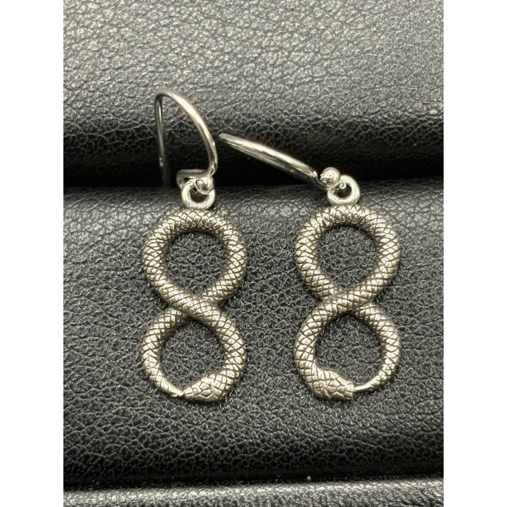 New Condition Sterling Silver Infinity Snake Earrings Dangle 925 G13